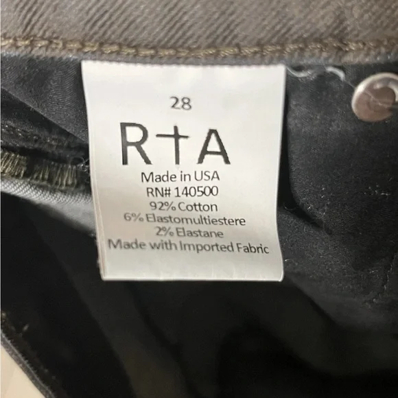 RTA Road To Awe Brush Velvet Jeans Sz 28 (30) Dark Olive Green Cotton Crop - Picture 9 of 10